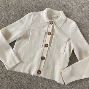 Sezane 100% Merino Wool Tortoise Button Cardigan Sz S